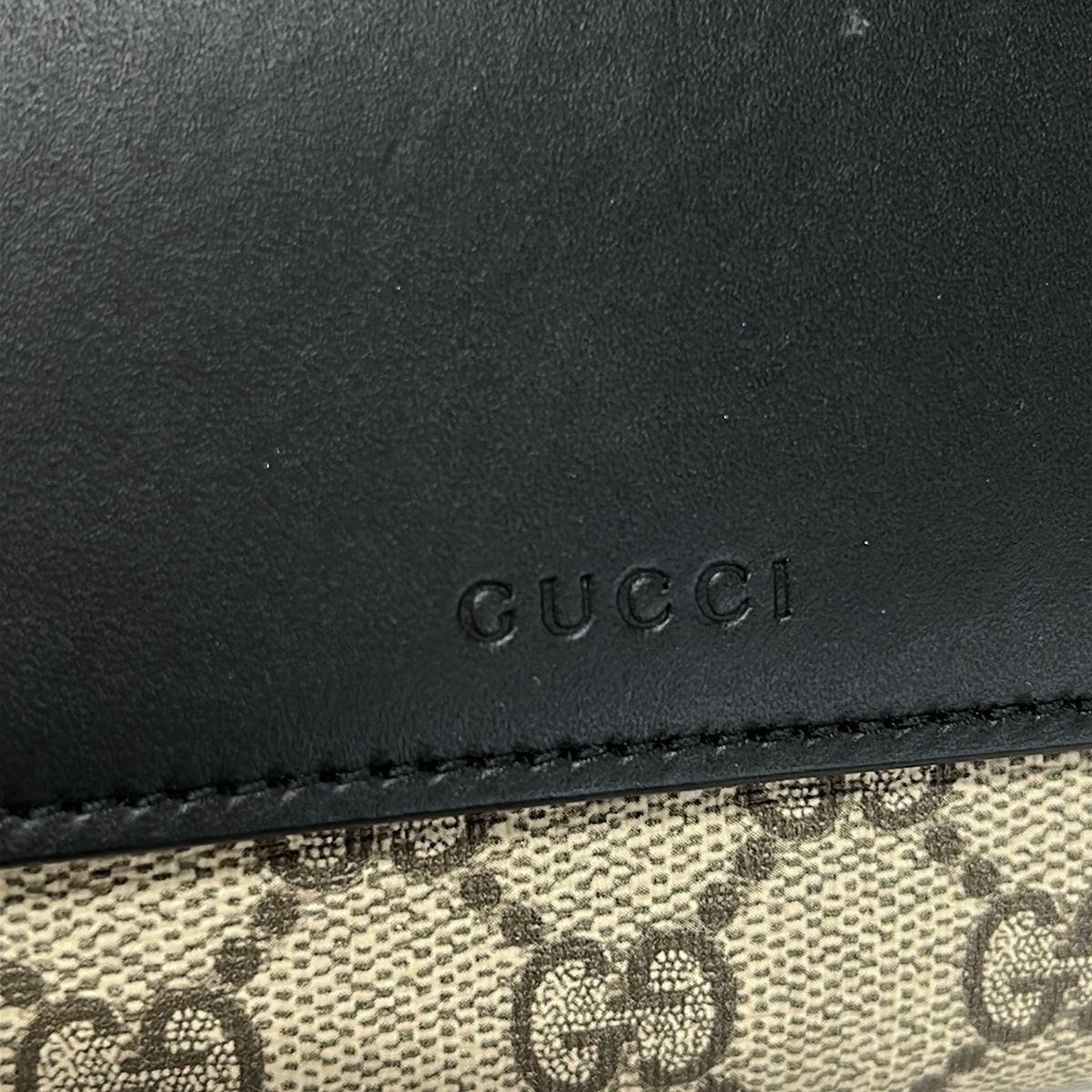 Gucci Wallet GG Plus Supreme Black Beige Dark Brown Leather — view 6