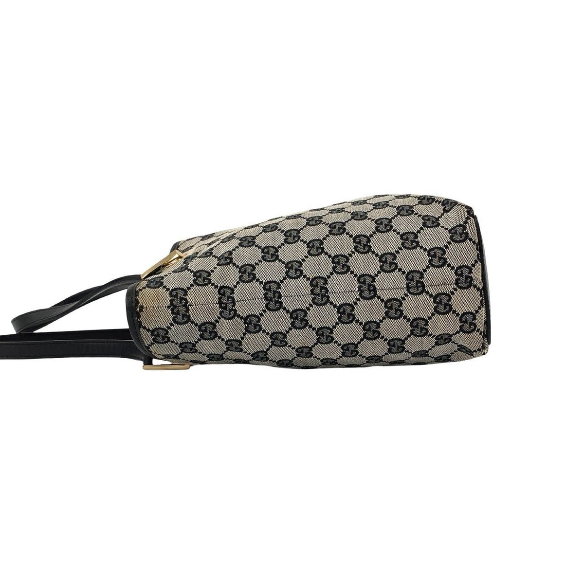 Gucci GG Logo Pattern Canvas Leather Handbag Mini Tote Black — view 5