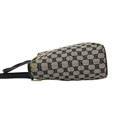 Gucci GG Logo Pattern Canvas Leather Handbag Mini Tote Black — view 5