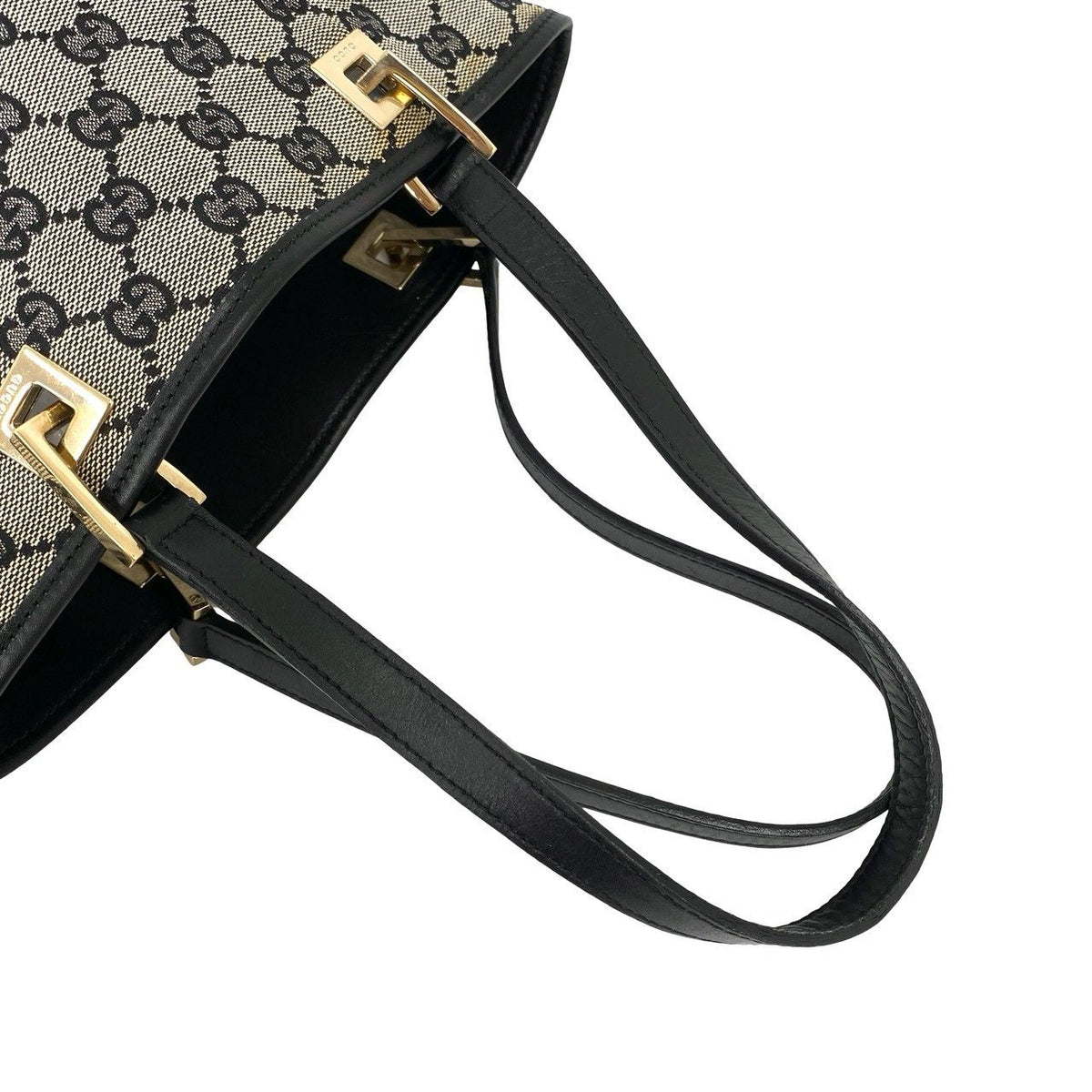 Gucci GG Logo Pattern Canvas Leather Handbag Mini Tote Black — view 4