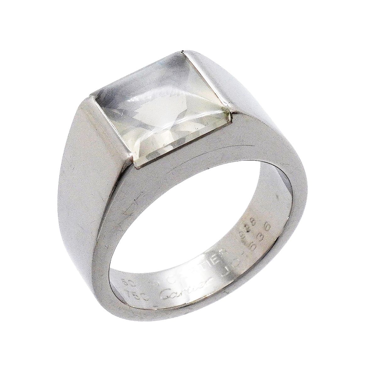 Cartier Ring Tank 18k White Gold Moonstone