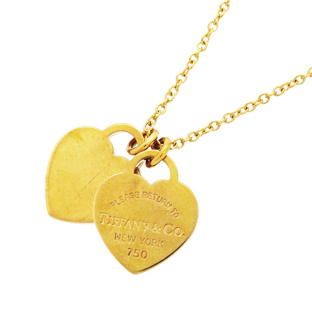 Tiffany & Co Necklace Double Return to Tiffany Heart 18k Yellow Gold