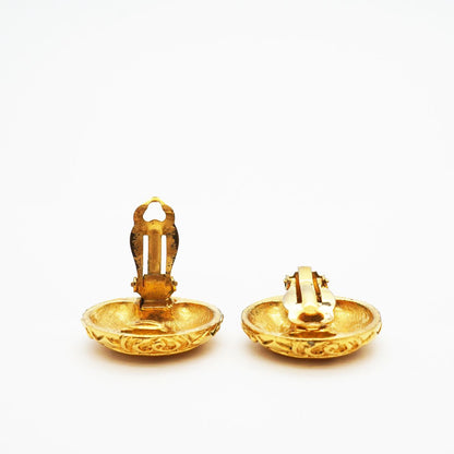 Chanel Earrings Vintage CC Logo Round Circle Gold Plated — view 3