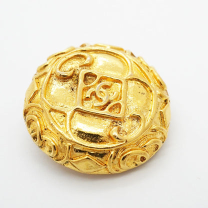 Chanel Earrings Vintage CC Logo Round Circle Gold Plated — view 6