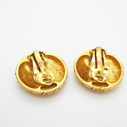 Chanel Earrings Vintage CC Logo Round Circle Gold Plated — view 7