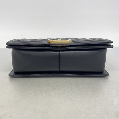 Chanel Shoulder Bag Boy Caviar Leather Black Champagne Gold — view 3
