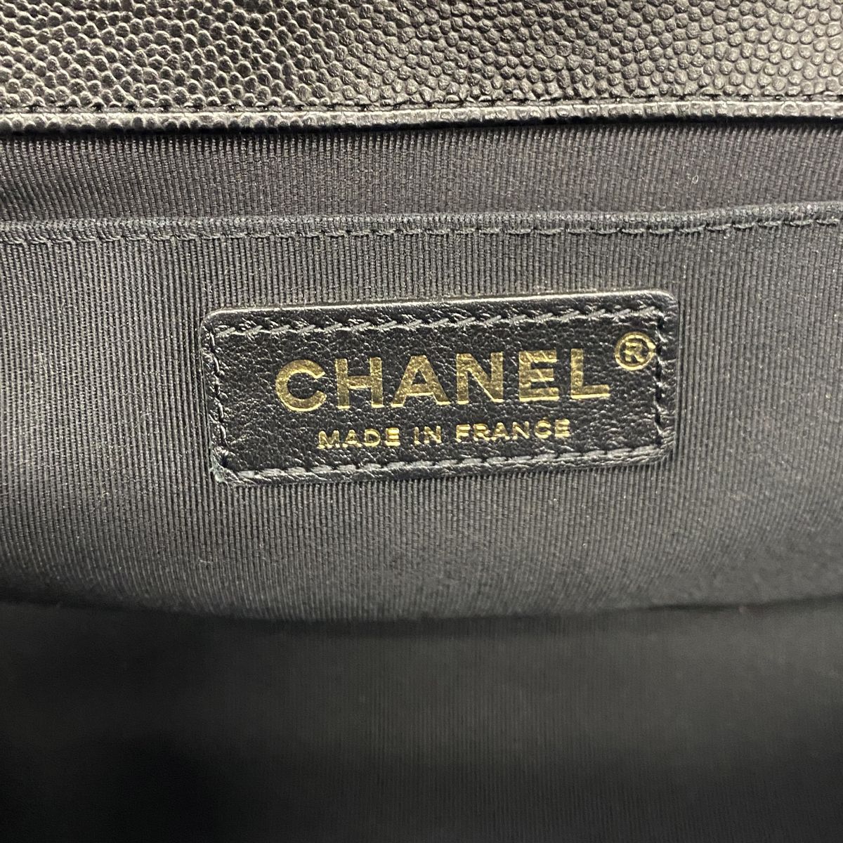 Chanel Shoulder Bag Boy Caviar Leather Black Champagne Gold — view 5