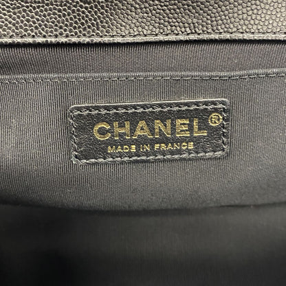 Chanel Shoulder Bag Boy Caviar Leather Black Champagne Gold — view 5