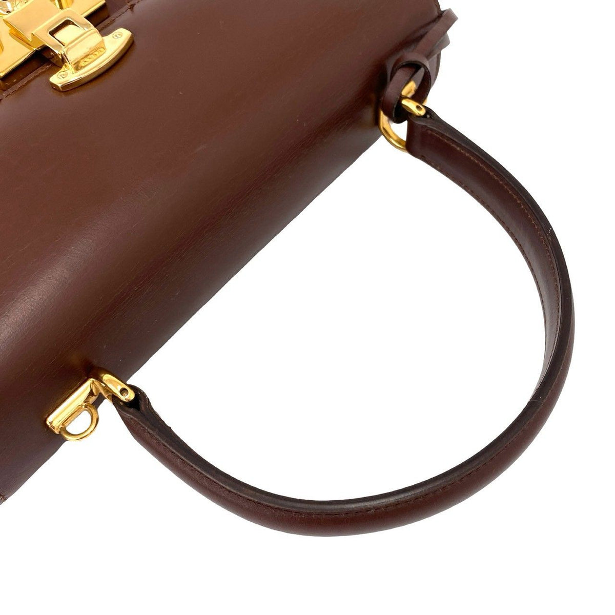 Gucci Vintage Ladylock Logo Leather 2-Way Shoulder Bag Brown — view 4