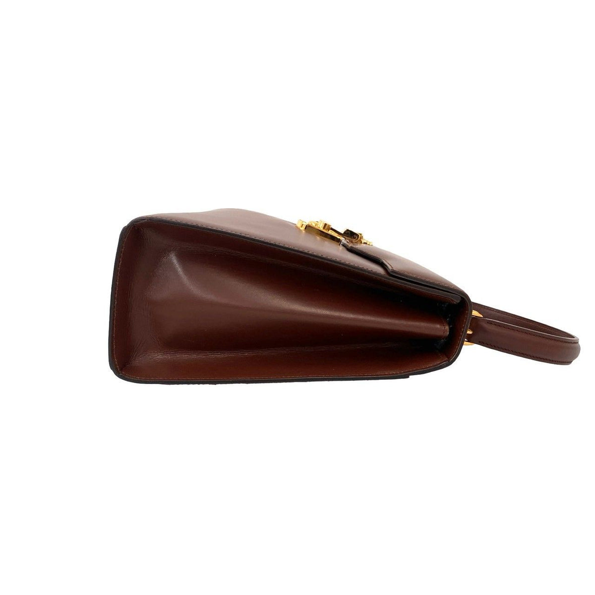 Gucci Vintage Ladylock Logo Leather 2-Way Shoulder Bag Brown — view 6
