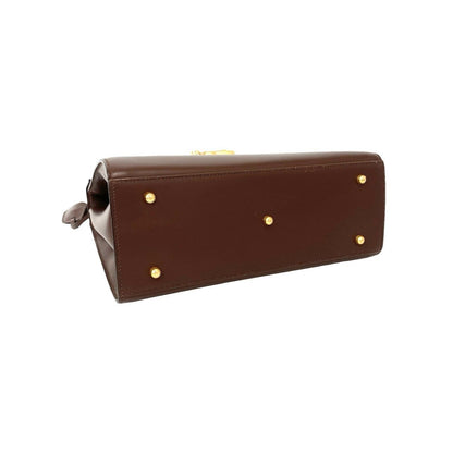 Gucci Vintage Ladylock Logo Leather 2-Way Shoulder Bag Brown — view 7