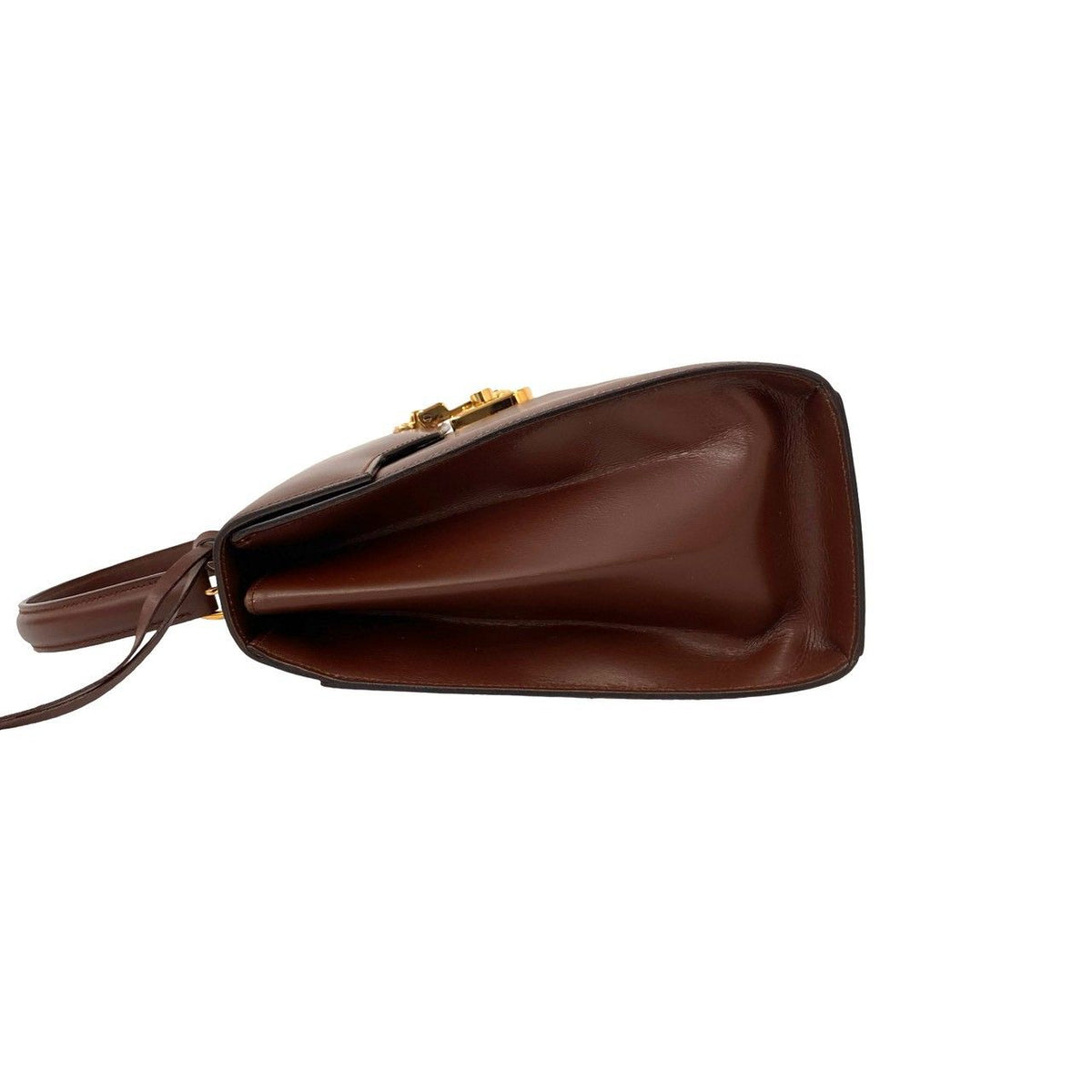 Gucci Vintage Ladylock Logo Leather 2-Way Shoulder Bag Brown — view 5