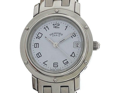 Hermes Clipper Watch Stainless Steel White Dial Quartz