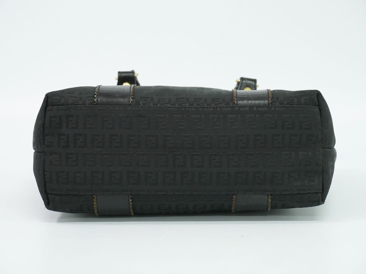 Fendi Zucchino Shoulder Bag Tote Canvas Black — view 3