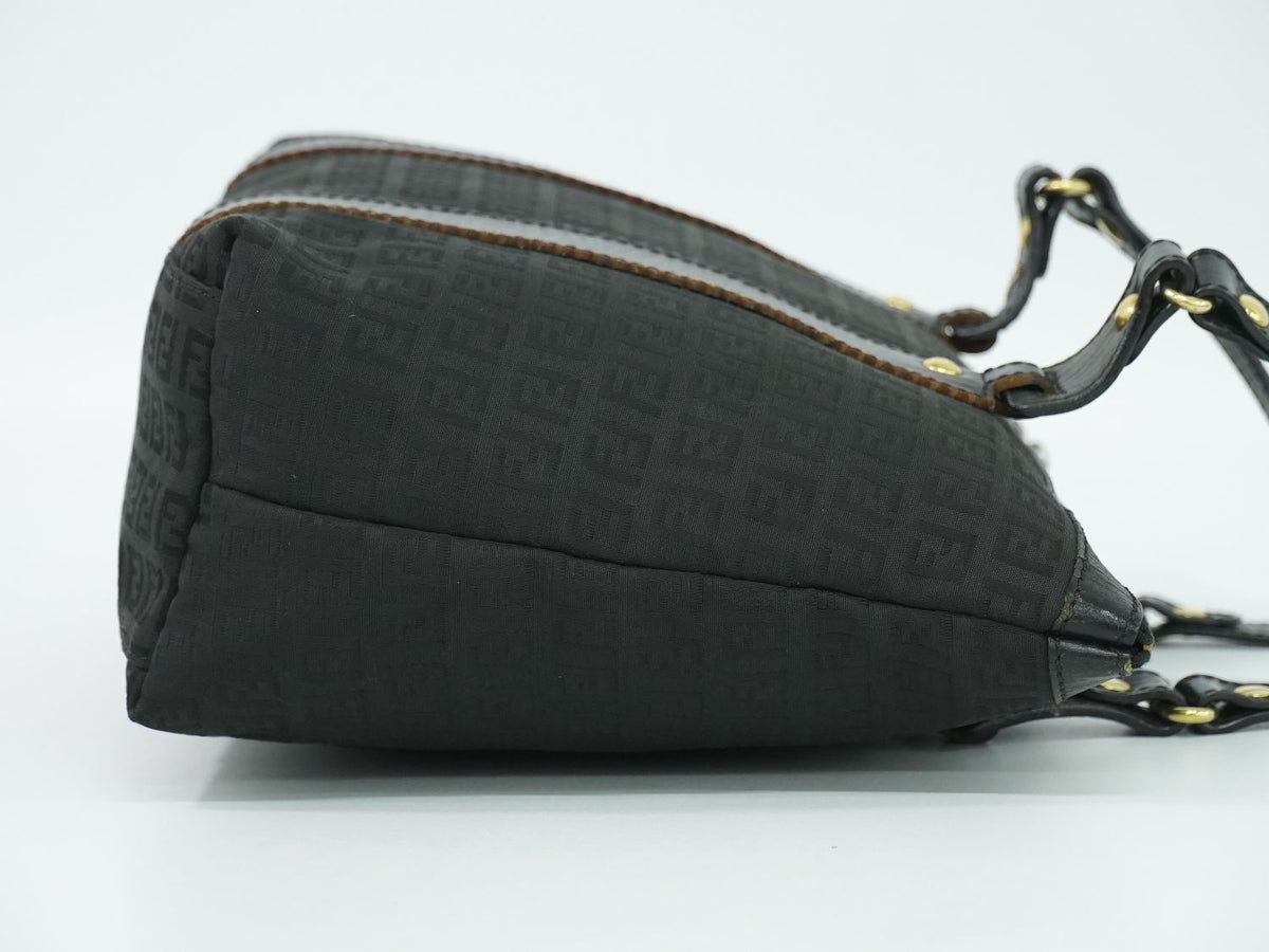 Fendi Zucchino Shoulder Bag Tote Canvas Black — view 4