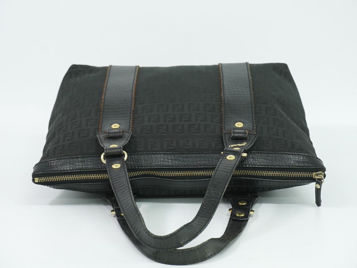 Fendi Zucchino Shoulder Bag Tote Canvas Black — view 5
