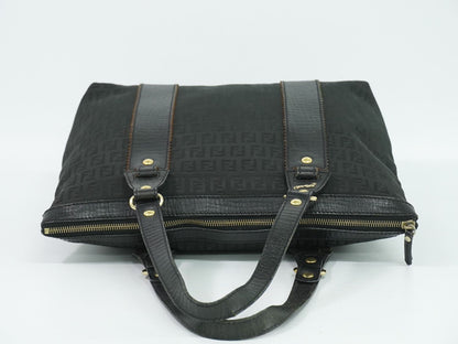 Fendi Zucchino Shoulder Bag Tote Canvas Black — view 5