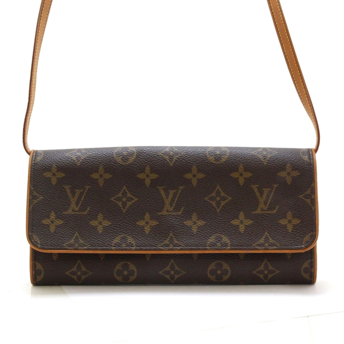 Louis Vuitton Pochette Twin GM Monogram Shoulder Bag Brown