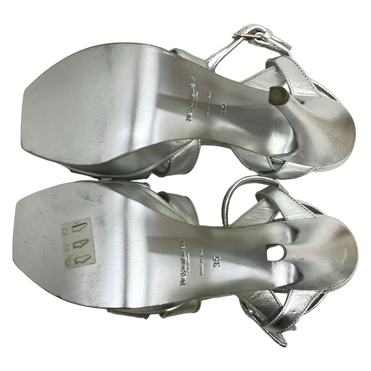 Saint Laurent Rive Gauche Sandals Silver Leather — view 4