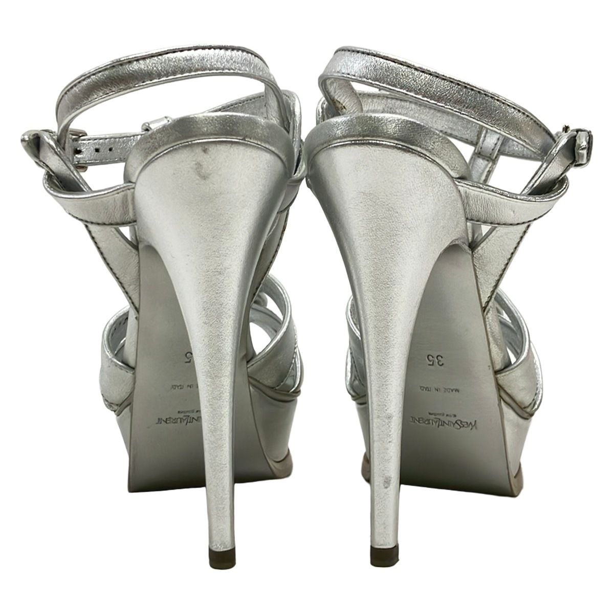 Saint Laurent Rive Gauche Sandals Silver Leather — view 3