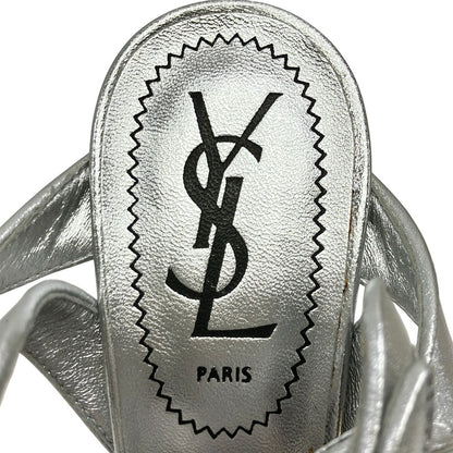 Saint Laurent Rive Gauche Sandals Silver Leather — view 5