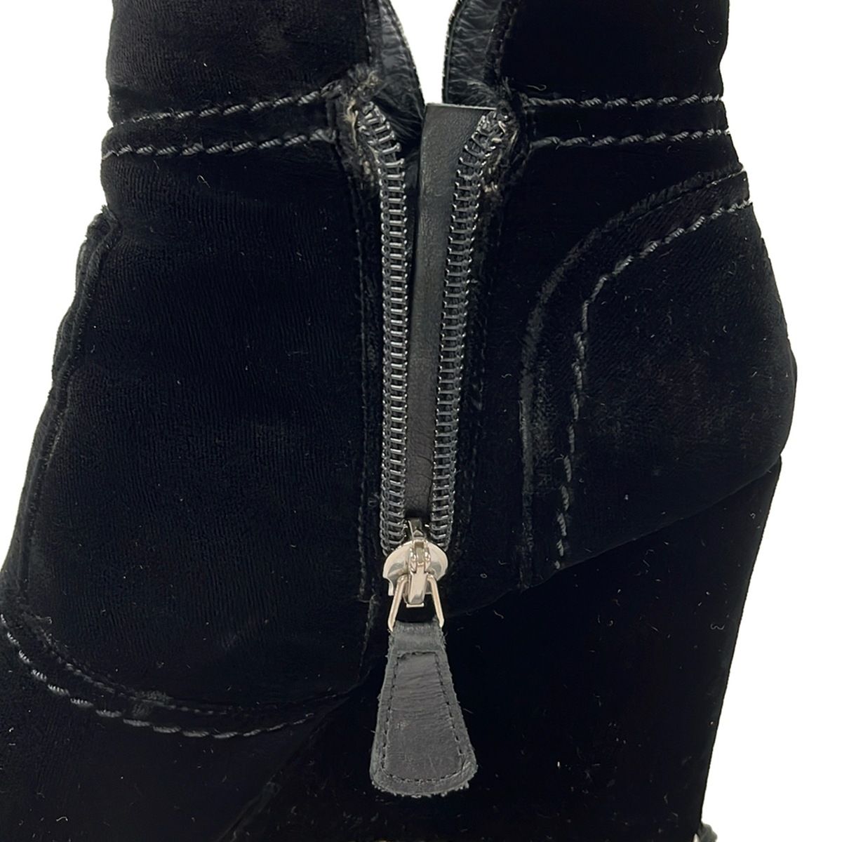 Chanel Short Boots Black Chain Wedge Sole Lambskin — view 5
