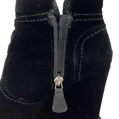 Chanel Short Boots Black Chain Wedge Sole Lambskin — view 5