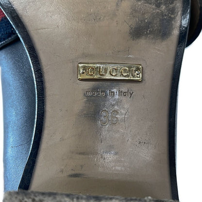 Gucci Loafers Black Dark Navy Red Double G Studs Pearl Leather — view 6