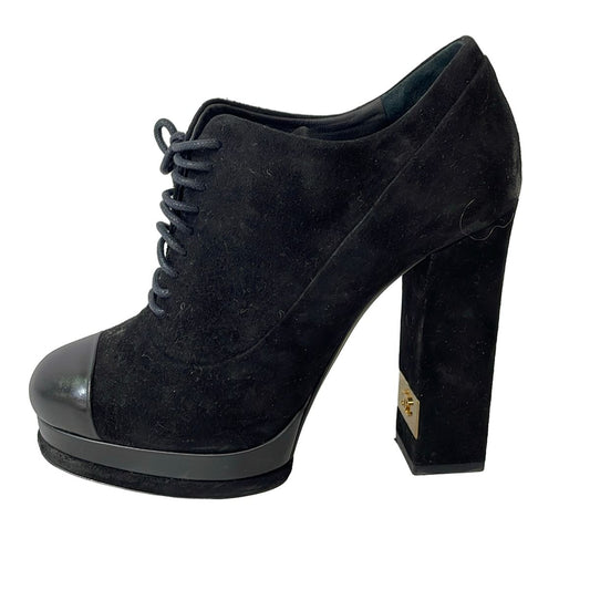 Chanel Booties 37C Black Leather Boots