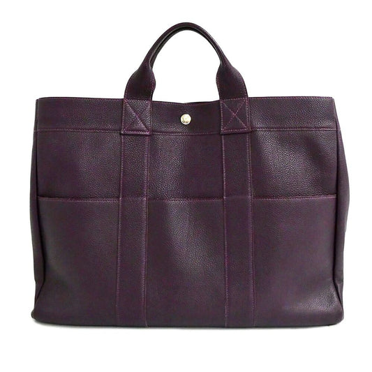 Hermes Fourre Tout MM All Leather Raisin Togo Silver Purple Tote Bag