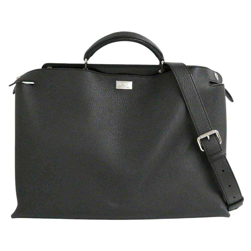 Fendi Peekaboo Iconic Essential Selleria Black Silver 2-Way Handbag