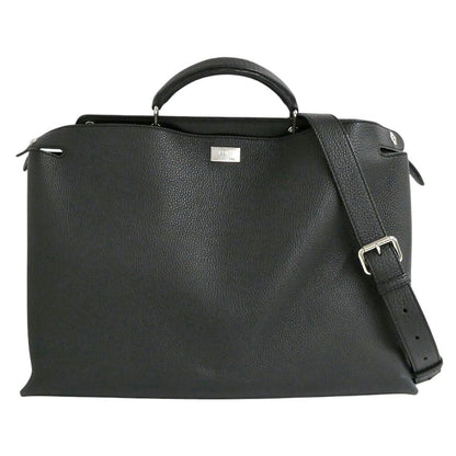 Fendi Peekaboo Iconic Essential Selleria Black Silver 2-Way Handbag