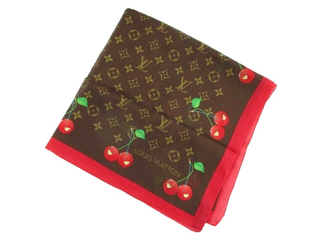 Louis Vuitton Takashi Murakami Cherry Monogram Cotton Chief Handkerchief Scarf