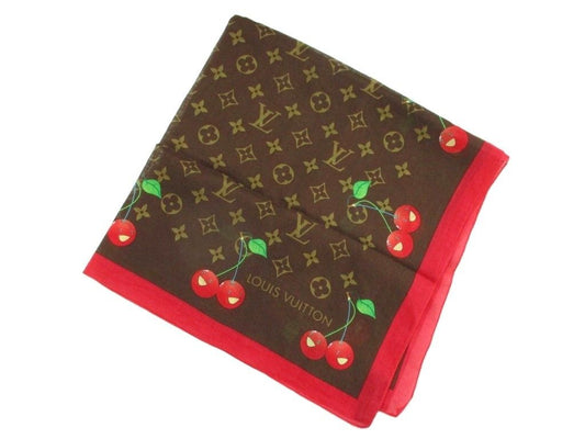 Louis Vuitton Takashi Murakami Cherry Monogram Cotton Chief Handkerchief Scarf