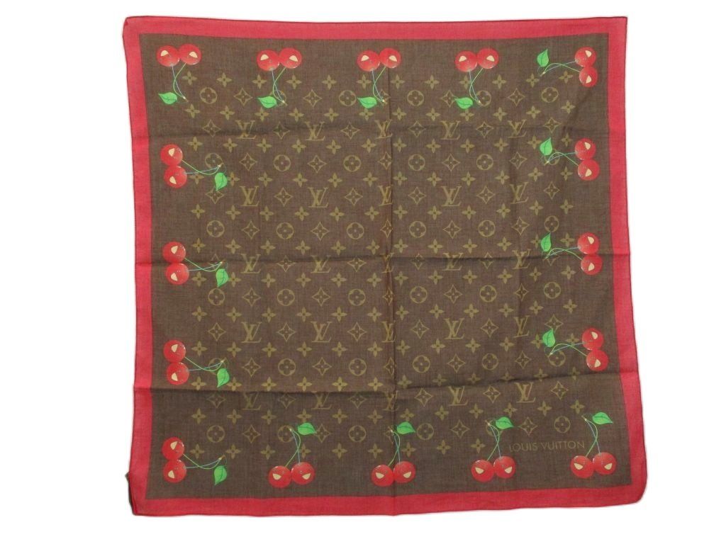 Louis Vuitton Takashi Murakami Cherry Monogram Cotton Chief Handkerchief Scarf — view 2