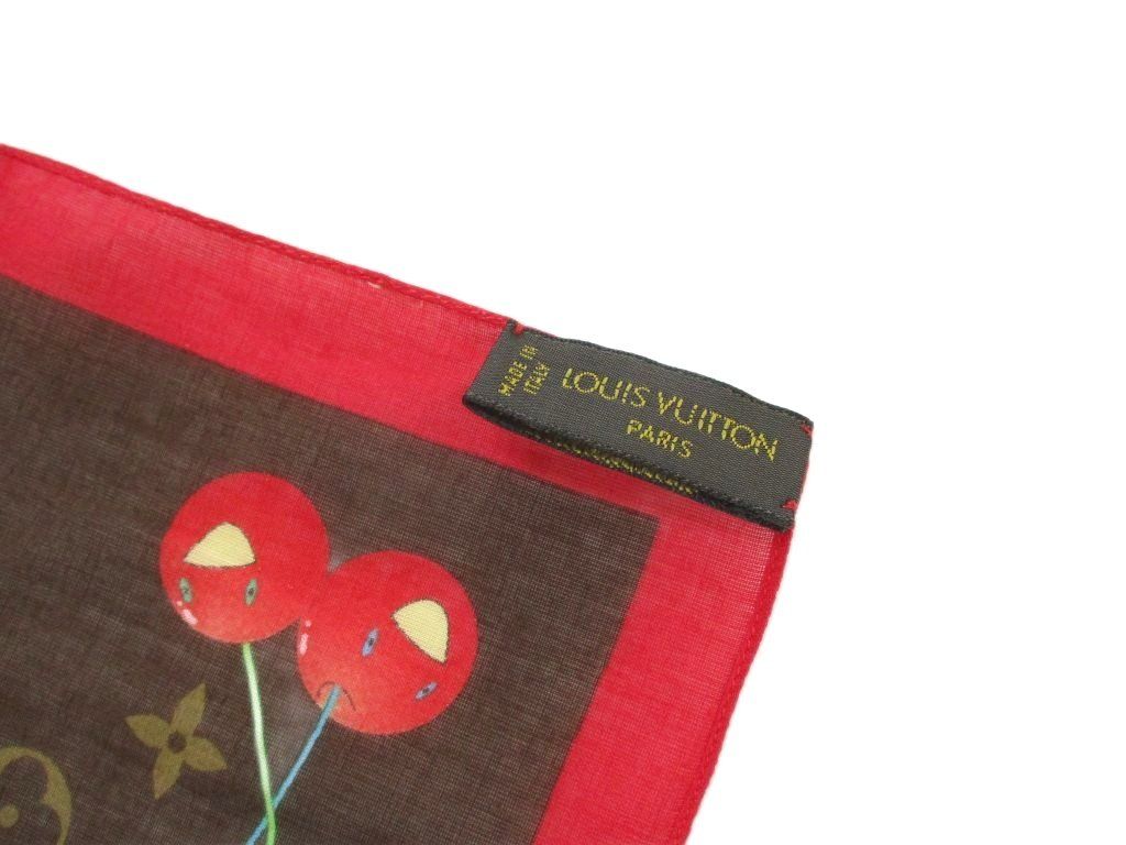 Louis Vuitton Takashi Murakami Cherry Monogram Cotton Chief Handkerchief Scarf — view 3
