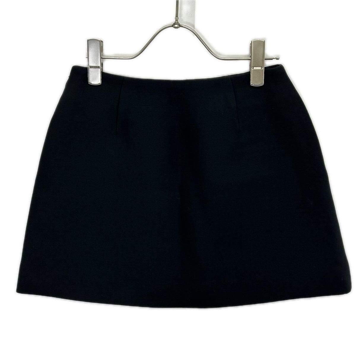 Prada Black Triangle Logo Wool Mini Skirt 38 — view 2