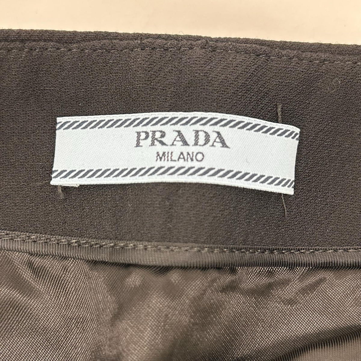 Prada Black Triangle Logo Wool Mini Skirt 38 — view 3