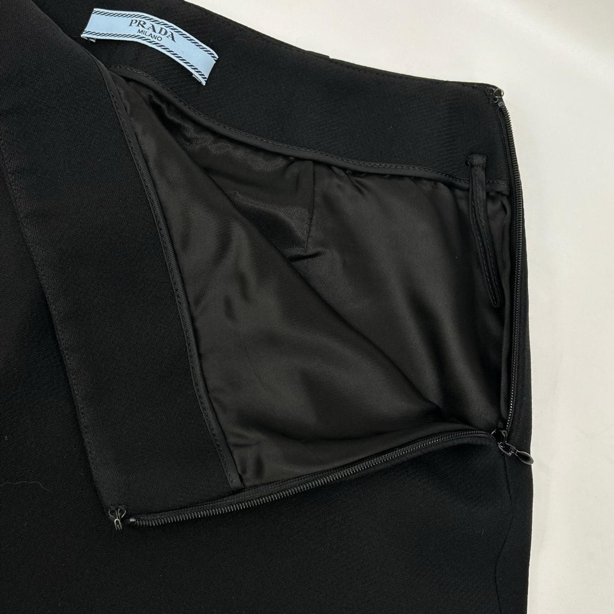 Prada Black Triangle Logo Wool Mini Skirt 38 — view 8