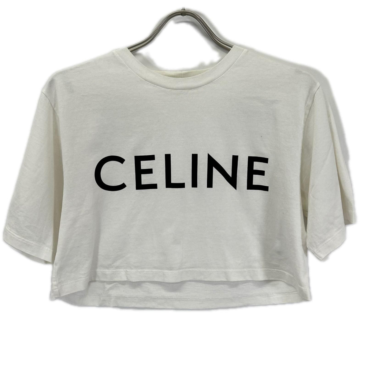 Celine White Cropped Length Short Sleeve T-Shirt XS