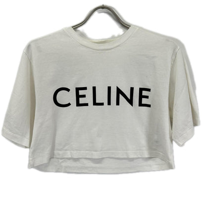 Celine White Cropped Length Short Sleeve T-Shirt XS