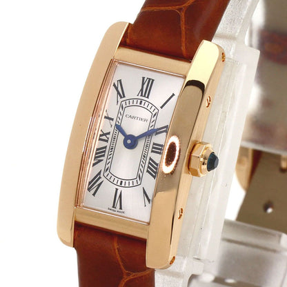 Cartier Tank Americanine Mini Watch 18k Pink Gold Leather — view 3