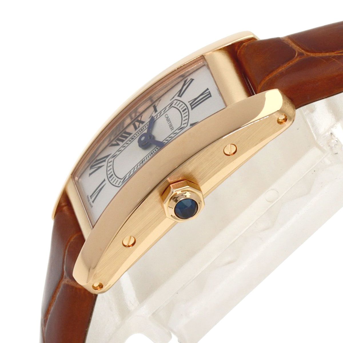 Cartier Tank Americanine Mini Watch 18k Pink Gold Leather — view 5