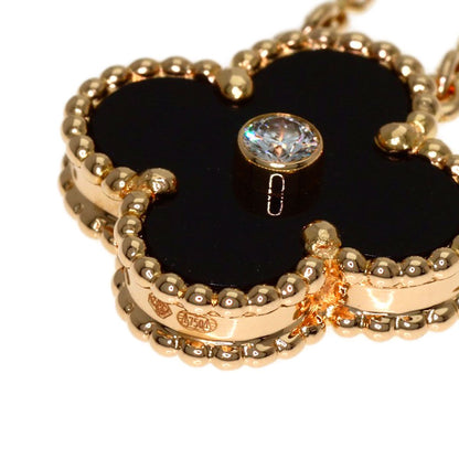 Van Cleef & Arpels Vintage Alhambra Onyx Diamond Necklace 18k Pink Gold — view 4