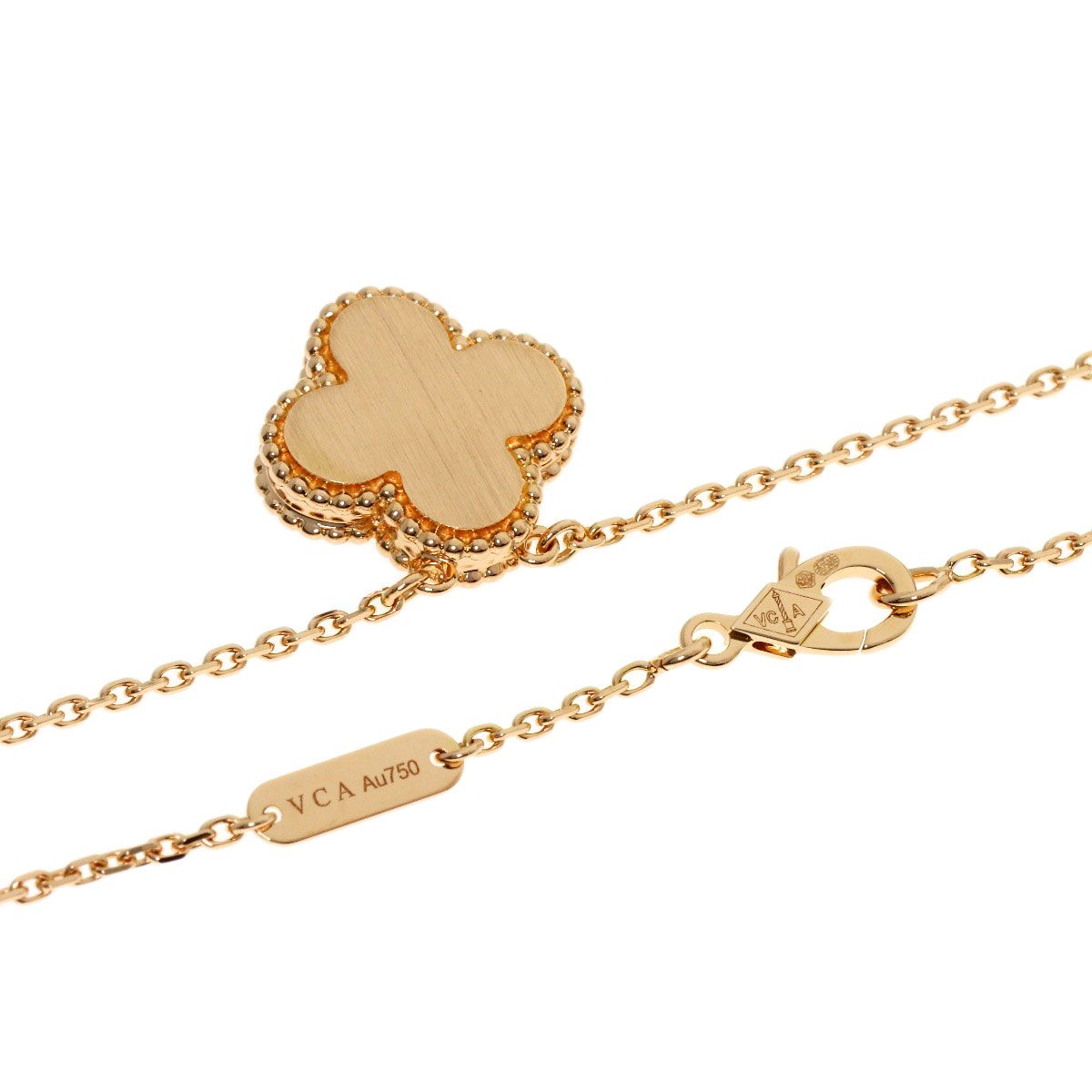 Van Cleef & Arpels Vintage Alhambra Onyx Diamond Necklace 18k Pink Gold — view 2