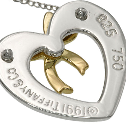 Tiffany & Co Heart Ribbon Necklace Silver 18k Yellow Gold — view 6