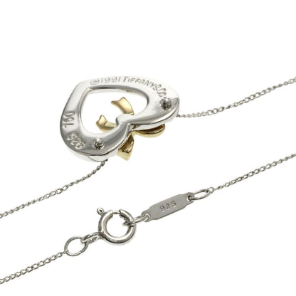 Tiffany & Co Heart Ribbon Necklace Silver 18k Yellow Gold — view 2