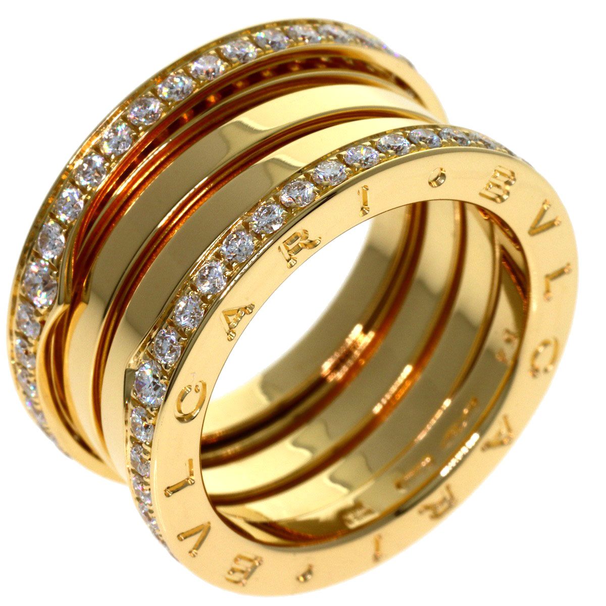 Bvlgari B.zero1 Edge Diamond Band 54 Ring 18k Yellow Gold — view 2