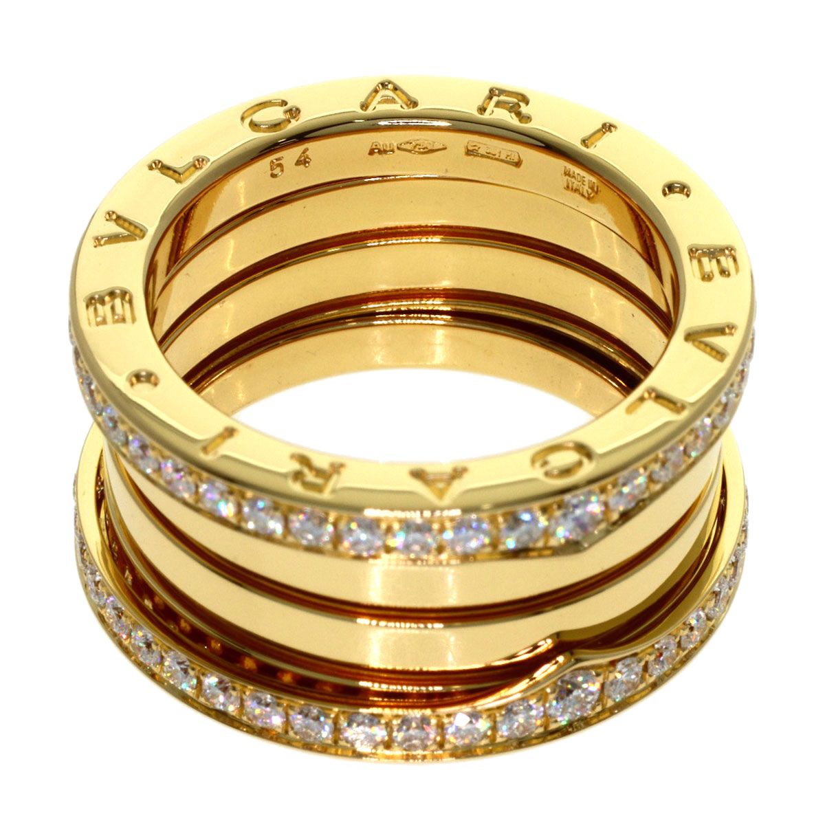 Bvlgari B.zero1 Edge Diamond Band 54 Ring 18k Yellow Gold — view 4