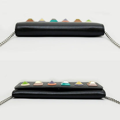 Fendi Multi Studs Chain Wallet Shoulder Bag Black — view 4